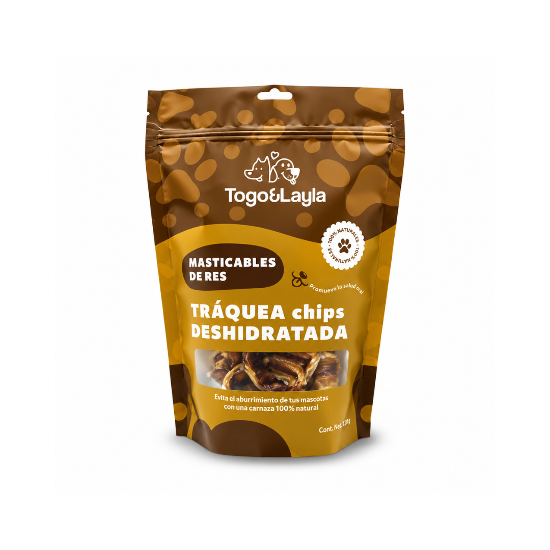 Tráquea Chips de Res Deshidratada para Perros