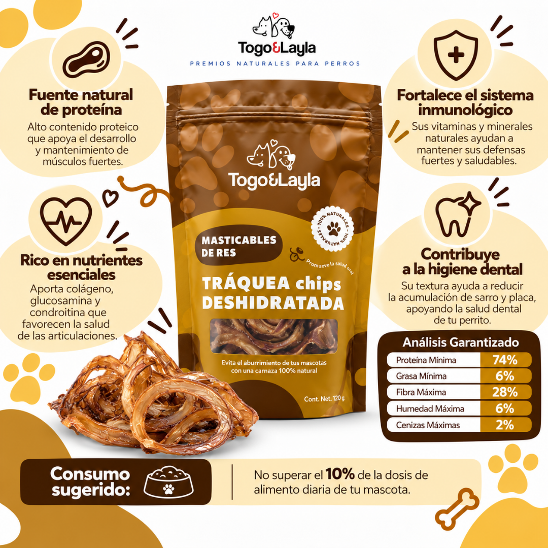 Paquete de 3 Tráqueas Chips de 360 Gramos para Perros
