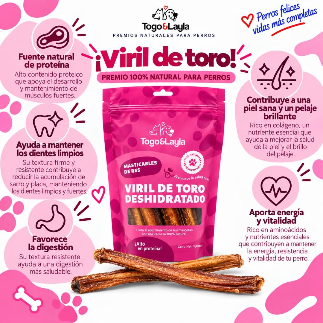 Paquete Nala de Viril de Toro, Tráquea de Res y Esófago de Res para Perros