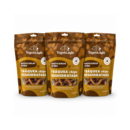 Paquete de 3 Tráqueas Chips de 360 Gramos para Perros